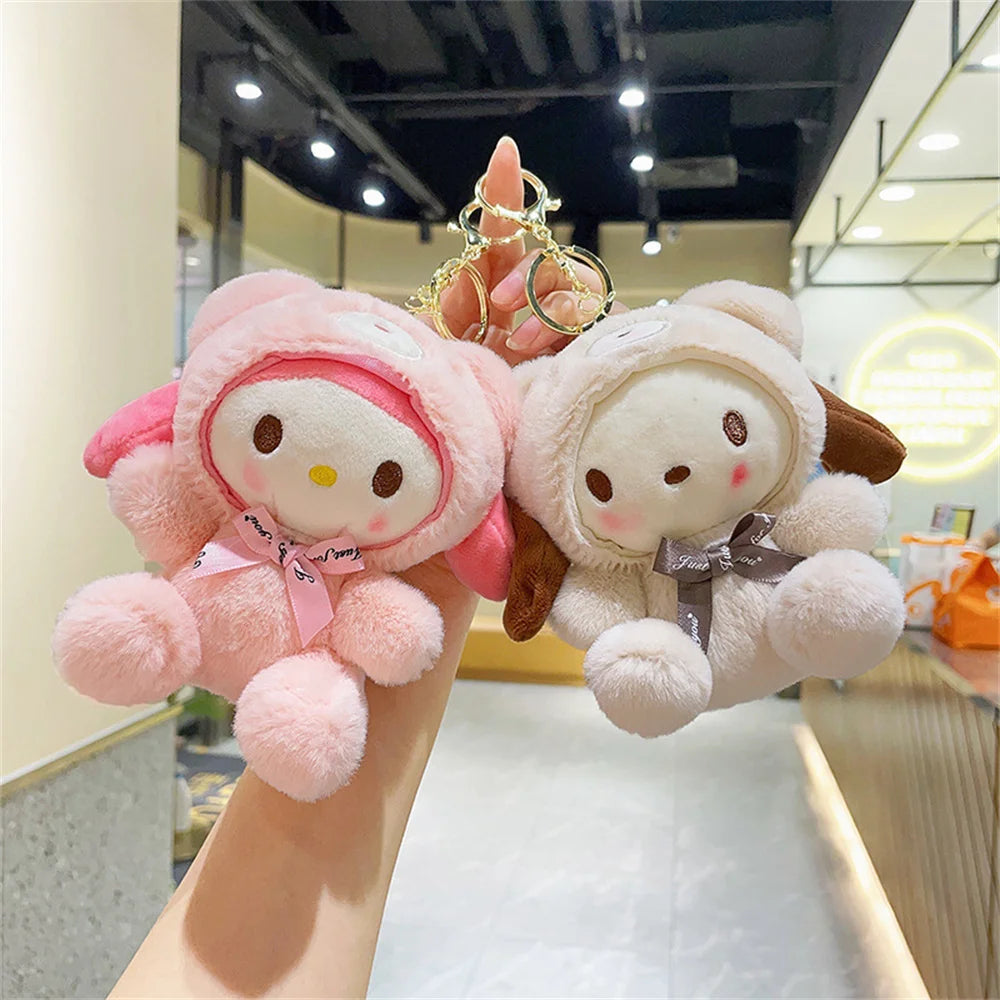 Sanrio Plush Kuromi Keychain Cute Melody Figure Dolls Keyring