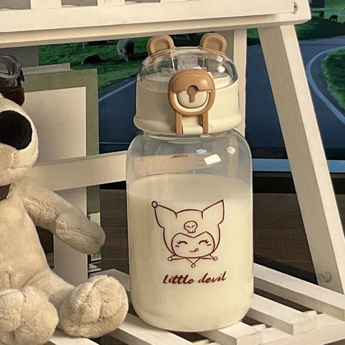 Sanrio Anime Transparent Straw Cup Hello Kitty Pochacco 500ML Cartoon