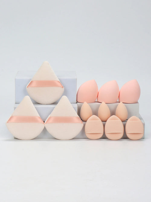 12-Piece All-Purpose Makeup Sponge Set, Made of 3 Loose Powder Puffs,