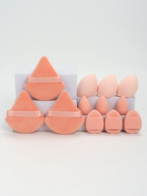 12-Piece All-Purpose Makeup Sponge Set, Made of 3 Loose Powder Puffs,