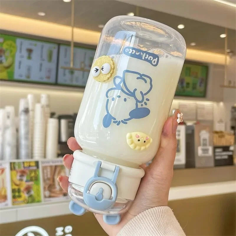 Sanrio Anime Transparent Straw Cup Hello Kitty Pochacco 500ML Cartoon