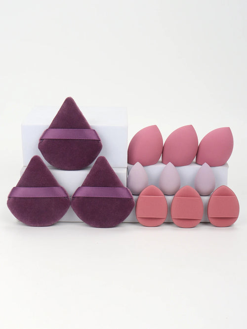 12-Piece All-Purpose Makeup Sponge Set, Made of 3 Loose Powder Puffs,