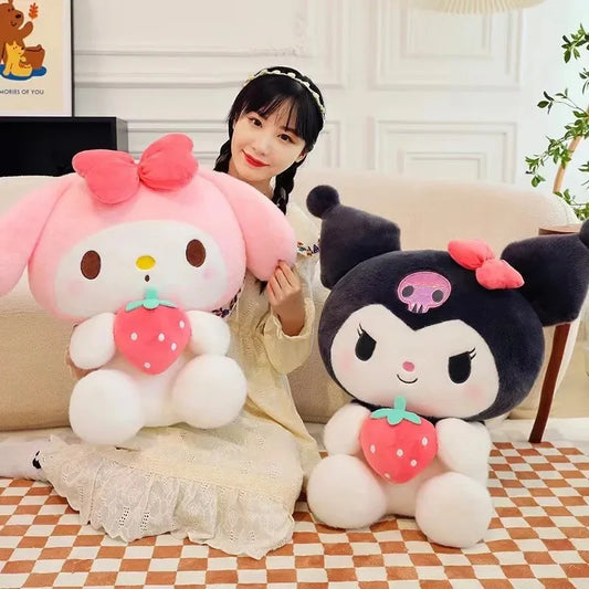 22/35cm Sanrio Strawberry Kuromi Pillow Plush Toy Girls Soft Stuffed