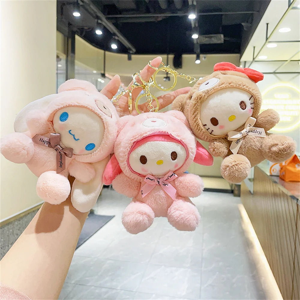 Sanrio Plush Kuromi Keychain Cute Melody Figure Dolls Keyring