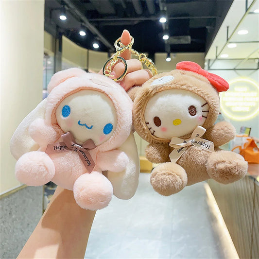 Sanrio Plush Kuromi Keychain Cute Melody Figure Dolls Keyring