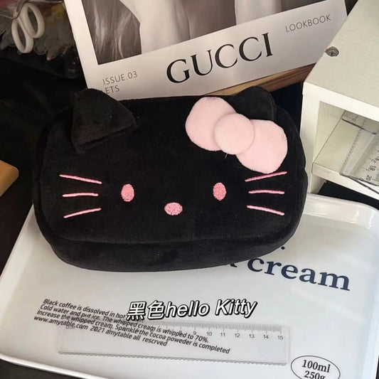 New Hello Kitty Plush Storage Bag Sanrio Makeup Bag Pencil Case