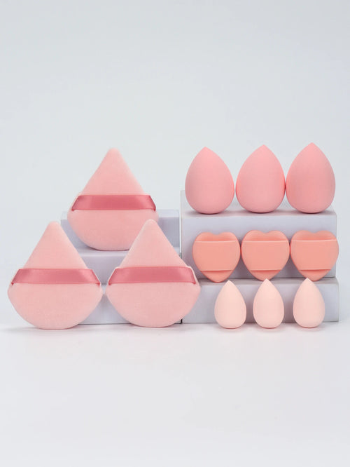 12-Piece All-Purpose Makeup Sponge Set, Made of 3 Loose Powder Puffs,