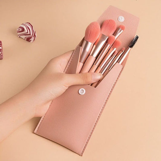 8-Piece Portable Makeup Brush Set, Mini Set For Beginners, Portable